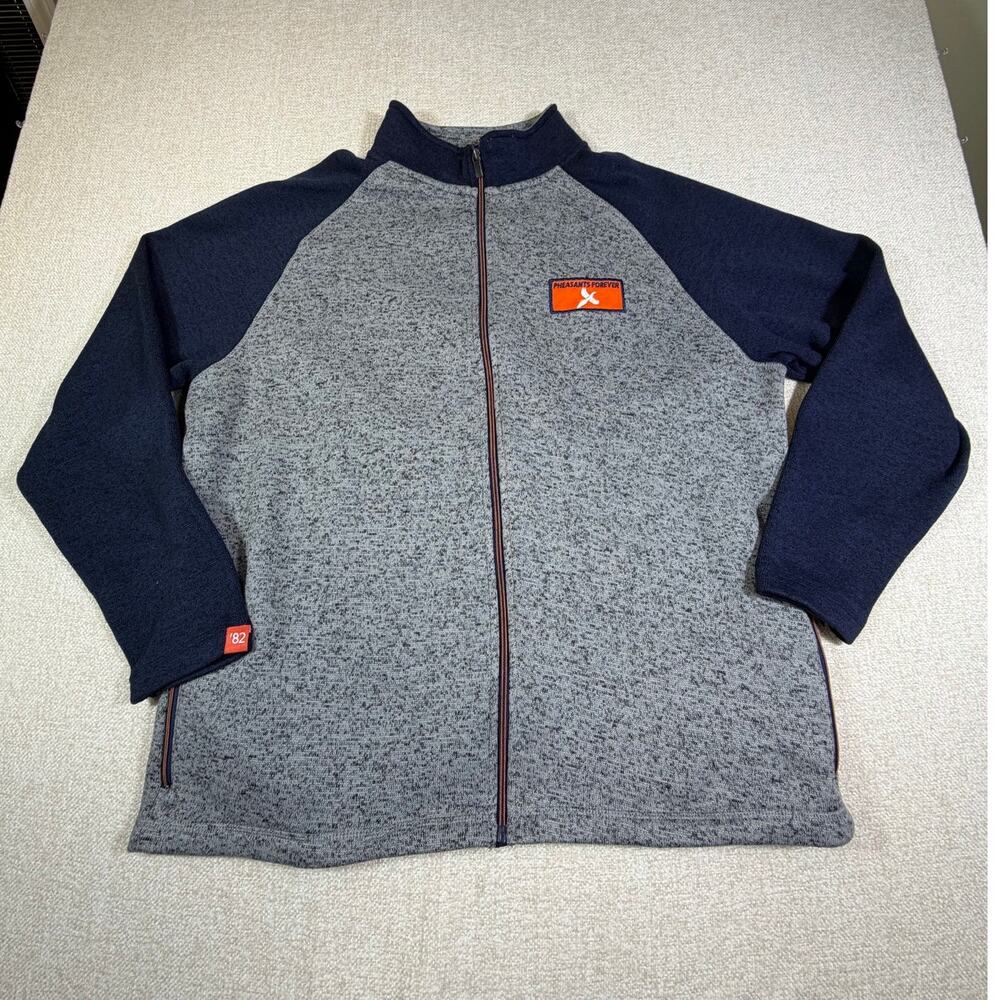 Pheasants Forever Men's 2XL Gray Full Zip Front Fleece Jacket Hunting Outdoors